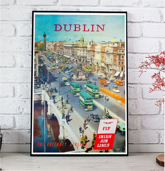 Dublin by Irish Air Lines-The friendly Airlines Irish Vintage Poster