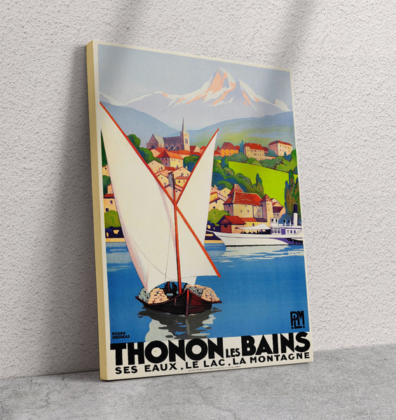 Thonon Les Bains. See Eaux, Le Lac, La Montagne PLM Railway Vinyage Poster Canvas
