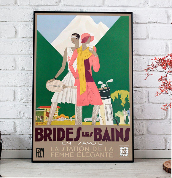 Brides Les Bains Elegante - PLM French Railroad Company  Vintage Poster  by Leon Benigni