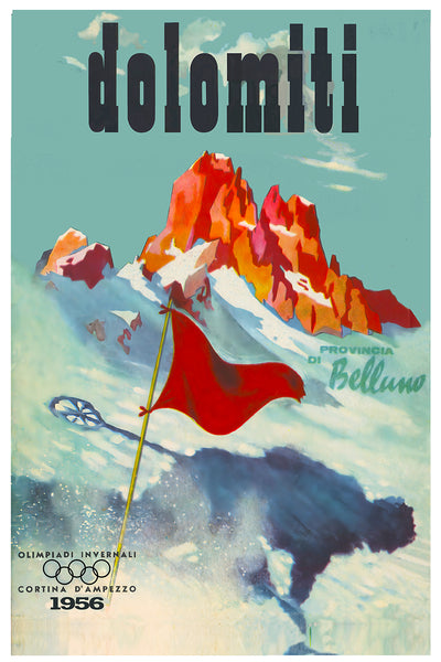 Dolomiti, Winter Olympiade 1956-Italy Vintage Travel Poster 