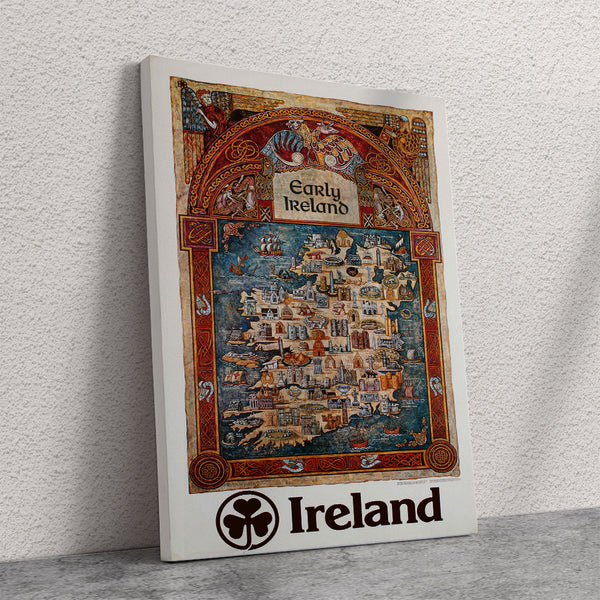 Early Ireland Map... Vintage Travel Poster Canvas