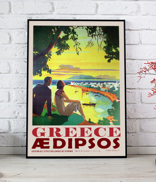 Greece Aedipsos Vintage Travel Poster