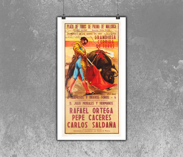 Grandiosa Corrida de Toros Poster Rafael Ortega 1958 Bullfighting Poster