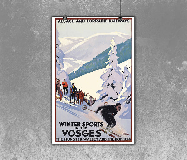 Winter Sport in the Vosges French Skiing Poster