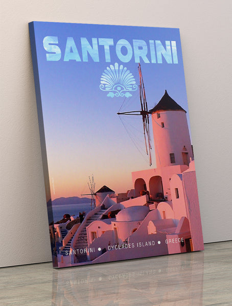 Santorini Island  Greece, Poster Windmills on Sunset