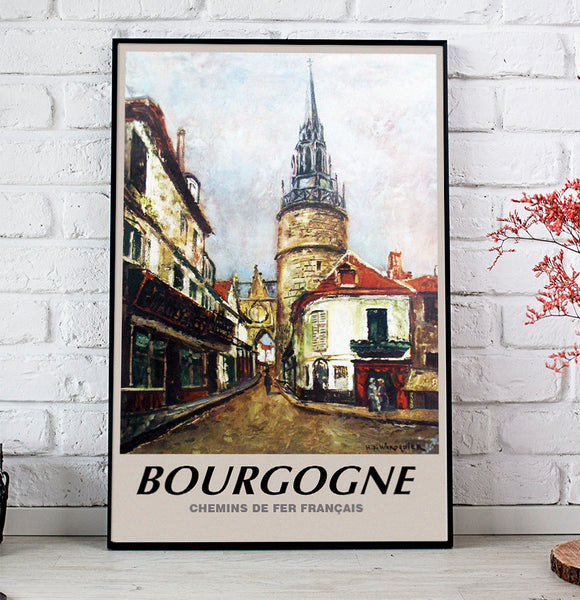 Bourgogne , Chemins de fer Français. Vintage Travel Poster