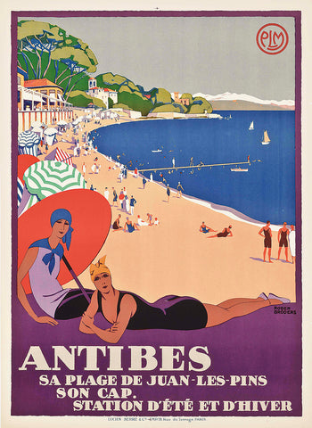 Antibes, Sa Plage de Juan-Les-Pins, Son Cap. ”Station d'été et d'hiver” Vintage Poster