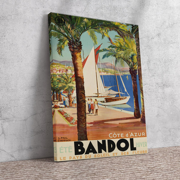 Bandol Cote d'Azur Vintage Travel Poster