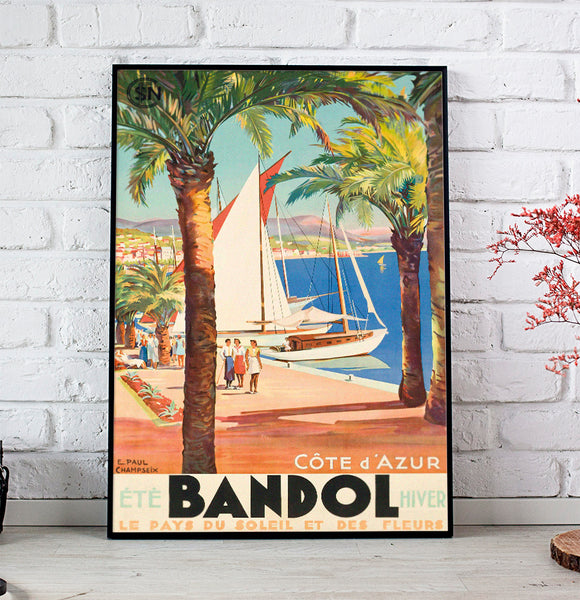 Bandol Cote d'Azur Vintage Travel Poster