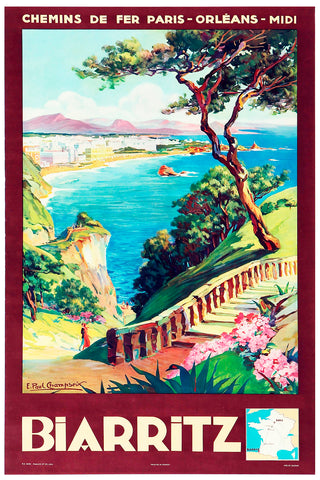 Biarritz Chemins de fer Paris-Orleans-Midi Vintage Poster by Champseix