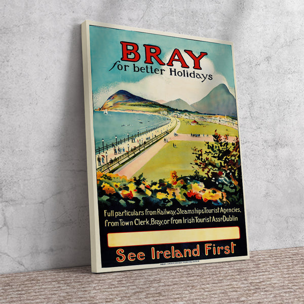 Bray County Wicklow Ireland Better Holidays Vintage Train Travel Poster  1930s