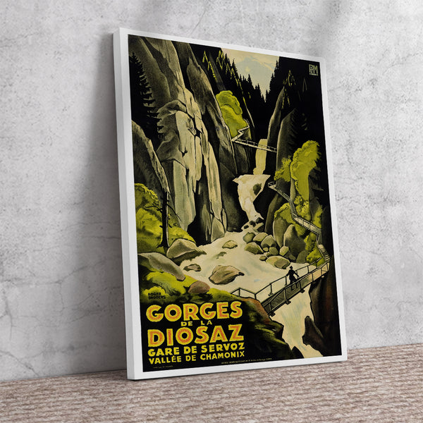 Gorges da La Diosaz  Chamonix Vintage Travel Poster by Roger Broders Canvas