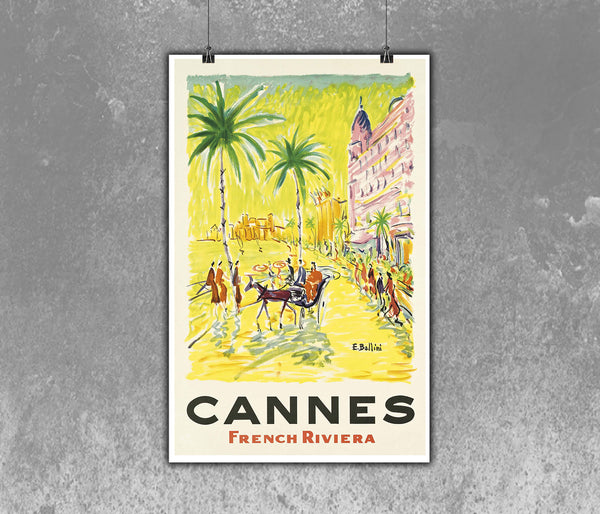 Cannes - Côte d'Azur France - French Riviera - Vintage Travel Poster 