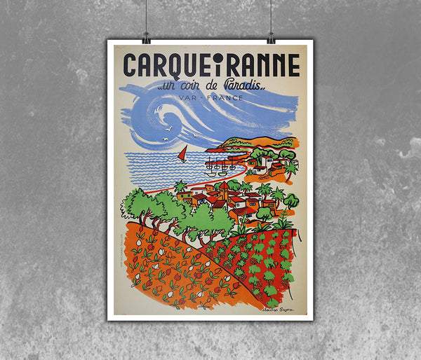 Carquiranne -un coin de Paradis-  Vintage French Travel Poster