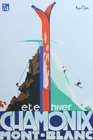 Chamonix Mont-Blanc été hiver Retro Vintage Ski Poster