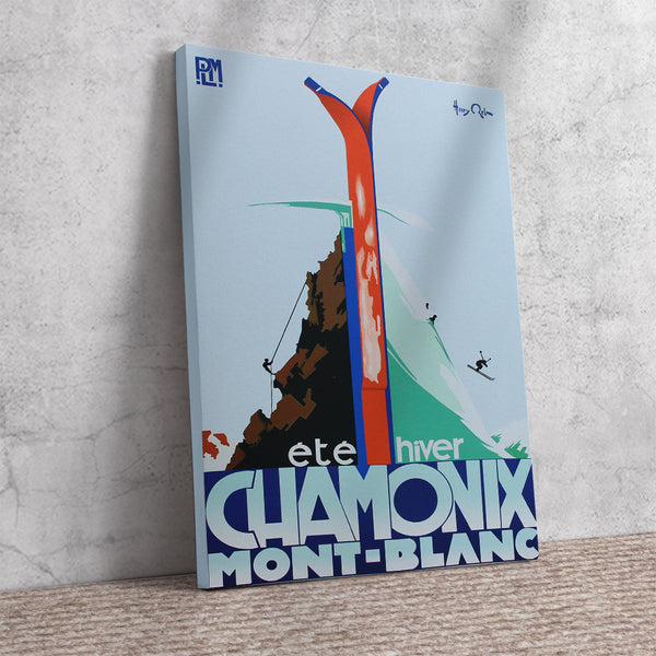 Chamonix Mont-Blanc été hiver Retro Vintage Ski Poster