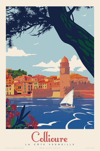 Collioure La Cote Vermeille Vintage Travel Poster