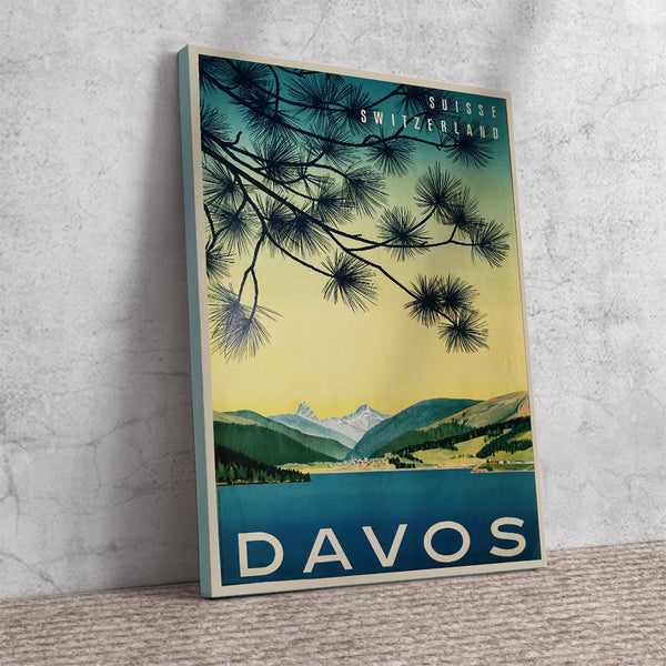 Davos, Swiss Vintage Travel Poster by Kern and Bosshard Circa 1949