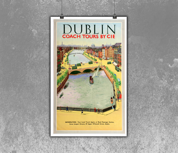 Dublin Coach Tours by CIE Vintage Poster