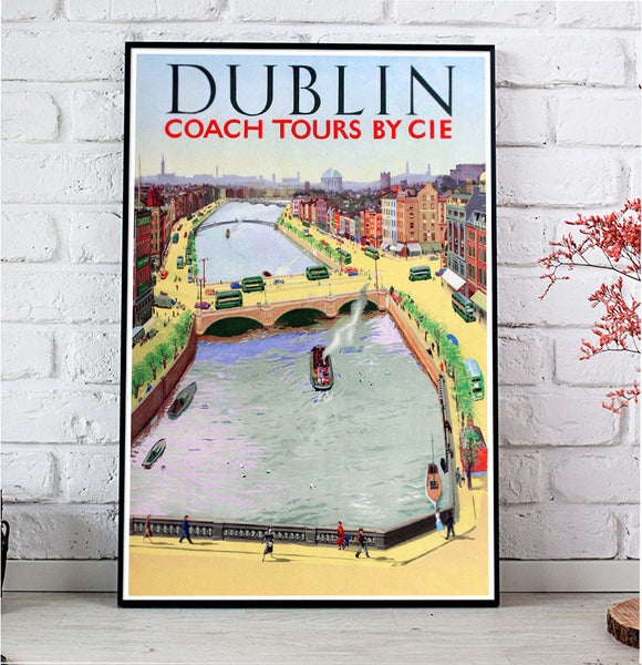 Dublin Coach Tours by CIE Vintage Poster