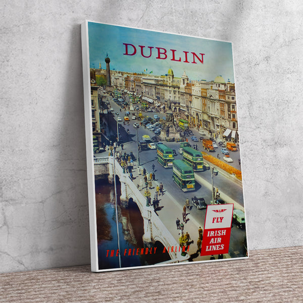 Dublin by Irish Air Lines-The friendly Airlines Irish Vintage Poster Canvas