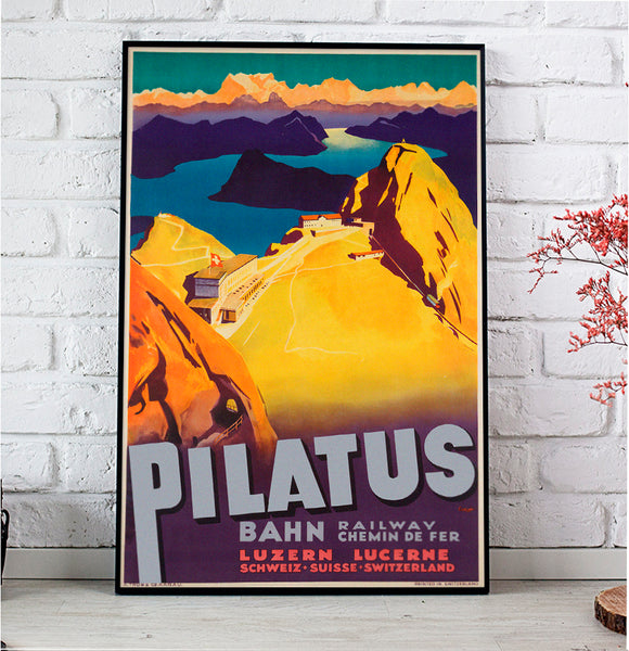 Pilatus bahn, Luzern Swiss Railway Company  Vintage  Poster by Otto ERNST