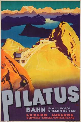 Pilatus bahn, Luzern Swiss Railway Company  Vintage  Poster by Otto ERNST