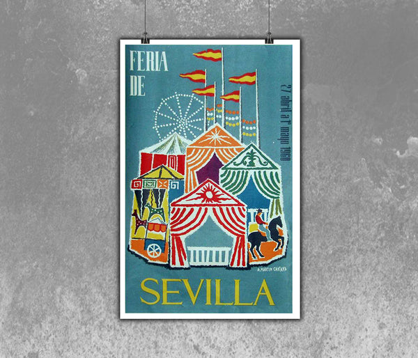 Sevilla Festival Poster Feria de Abril 1960 by Martin Castaya, A