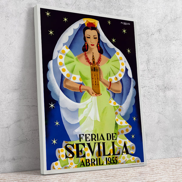 Feria de Sevilla 1955  Vintage Travel Poster by Francisco Maireles 1955