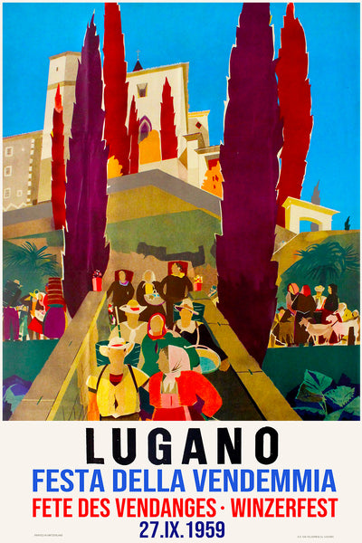 Lugano Festa Della Vendennia 1959 Winterfest Poster