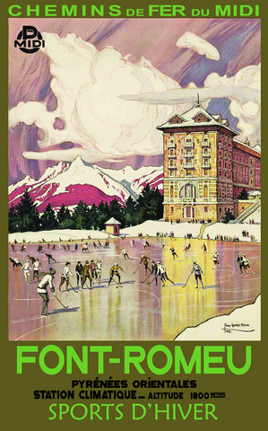 Font-Romeu - Sports d'hiver  Vintage Travel Poster 1923