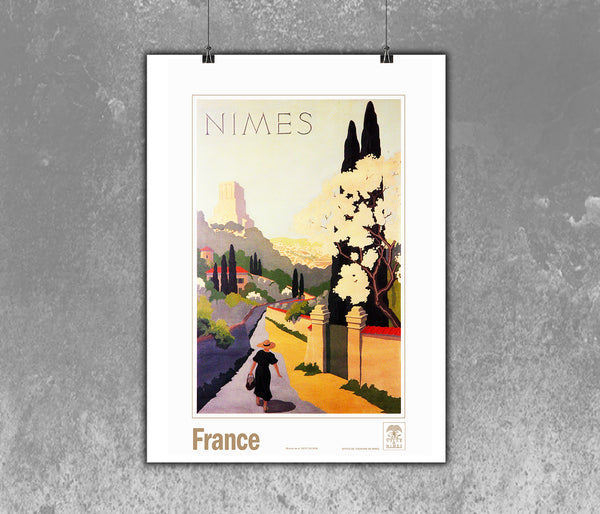 Travel Poster Nimes France Gard French Rome Tourism