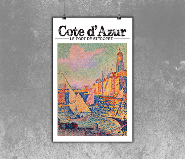 Cote d'Azur -Le Port de St.Tropez Vintage Travel Poster