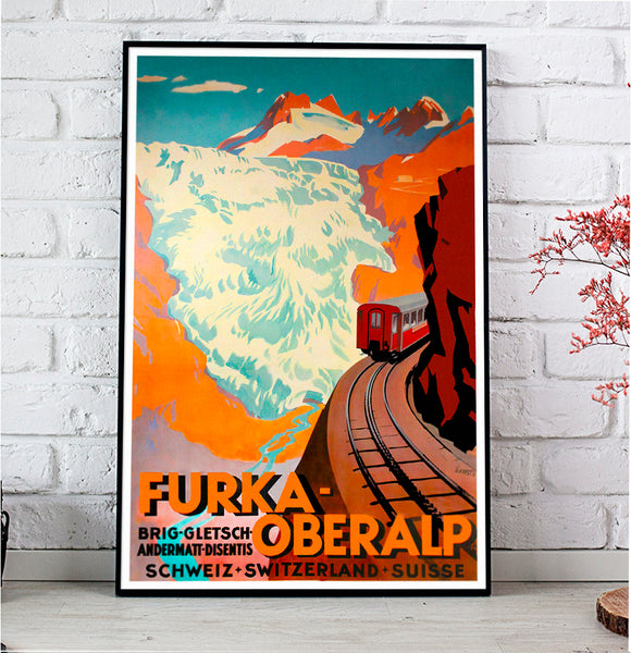 Furka-Oberalp Swiss Vintage Travel Poster 1959 by Otto Ernst