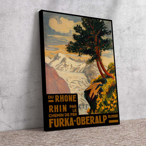 Furka-Oberalp C.F.F. Railway Advertising Poster. Canvas