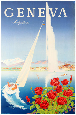 Geneva - Switzerland Swiss Vintage Travel Poster by Walther Mahrer