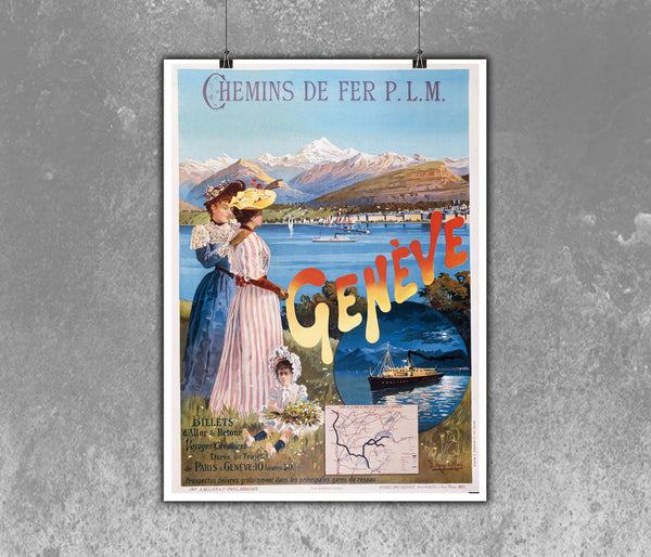 Genève, Chemins de fer PLM French Vintage Travel Poster