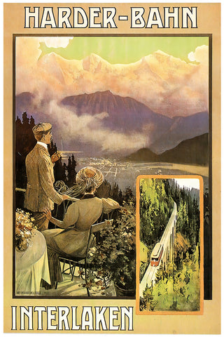 Harder-Bahn Swiss Vintage Travel Poster 1908