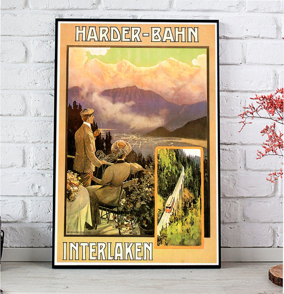 Harder-Bahn Swiss Vintage Travel Poster 1908