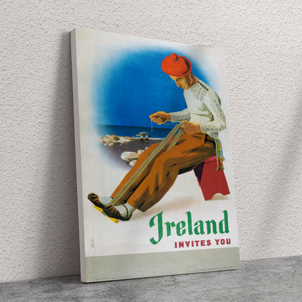 Ireland Invites You-Vintage Poster  Canvas