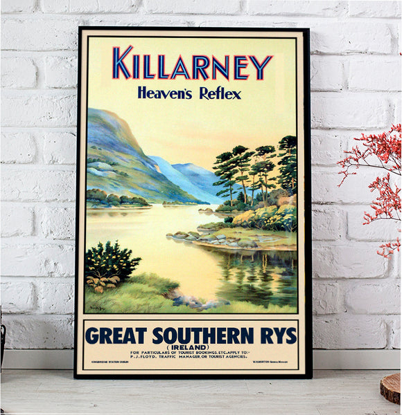 Killarney -Heaven Reflex- Greath Southern Rys. Vintage Travel Poster