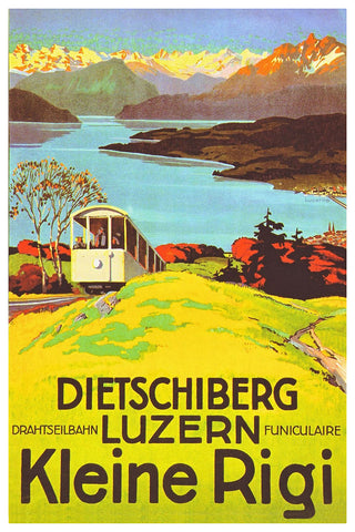 Dietschiberg Luzern Kleine Rigi, Drahtseilbahn funiculaire  Vintage Poster Otto LANDOLT 1932