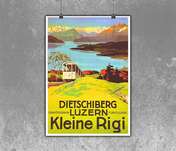 Dietschiberg Luzern Kleine Rigi, Drahtseilbahn funiculaire  Vintage Poster Otto LANDOLT 1932