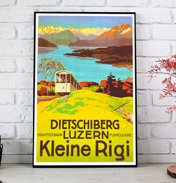 Dietschiberg Luzern Kleine Rigi, Drahtseilbahn funiculaire  Vintage Poster Otto LANDOLT 1932