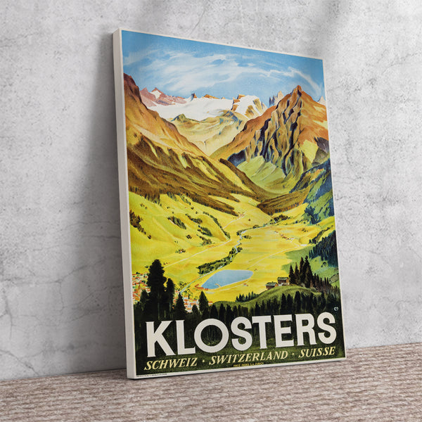 Klosters, Vintage Swiss Travel Poster by Moos, Carl Franz 1936 Canvas