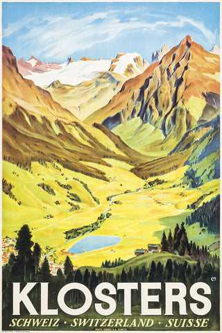 Klosters, Swiss Vintage Travel Poster