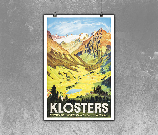 Klosters, Vintage Swiss Travel Poster by Moos, Carl Franz 1936