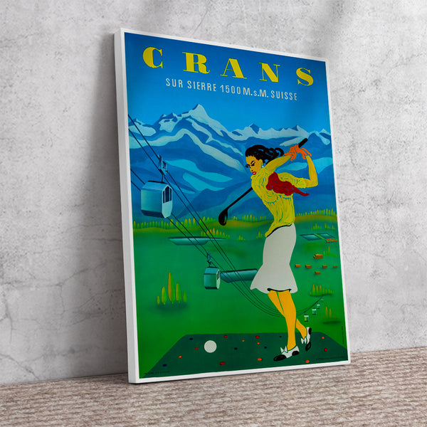 Crans sur Sierra 1500 m  Swiss Vintage Travel Poster