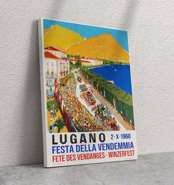 Lugano Festa Della Vendemmia 1960 Winter Festival Poster Canvas