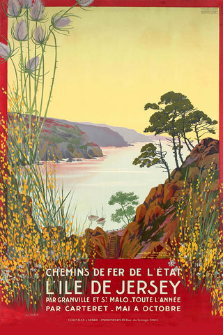 Lile de Jersey. French Railroad Vintage Poster